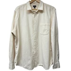 J. Crew Men’s Beige White Gingham Check Size XL Shirt Long Sleeve Button Up